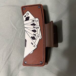 Brown Playing Cards Design Hair Clip